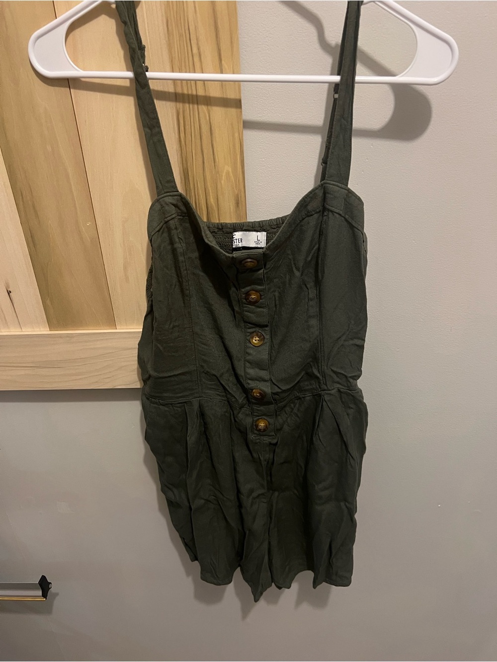 Hollister Olive Green Button-Front Bodysuit Romper